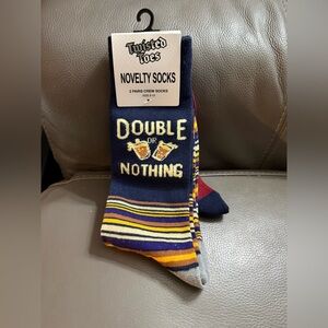 Twisted Double or Nothing Novelty Socks - Blue and Yellow. 2 pair